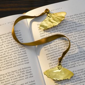Double Gingko Leaf Gold Ribbon Book Mark