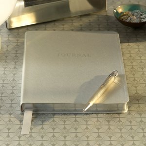 Silver Saffian Grain Large Lined Soft Cover