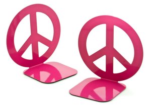 Jonathan Adler Love Dove Peace Sign Fuchsia Metal Bookend set of 2