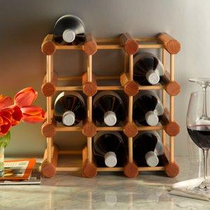 12 bottle Oak Wine Rack with Oak Pegs