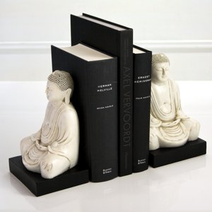 White Marble Buddha Bookends