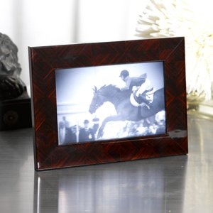 Herringbone Parquet Frame Dark Brown 4x6