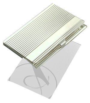 Silver Ribbed Business Card Case