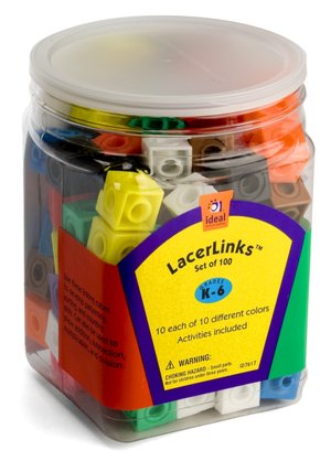 LacerLinks Set of 100 Grades K-6: 10 each of 10 different colors Activities included