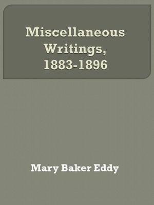 Miscellaneous Writings, 1883-1896