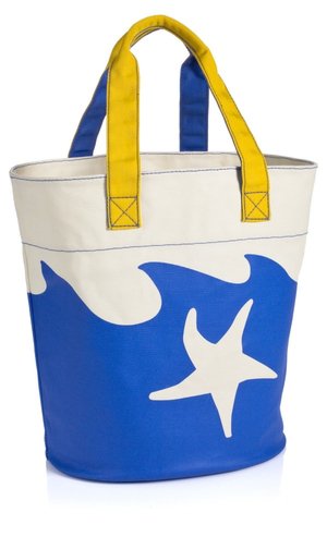 Starfish & Seahorse Ocean B lueCanvas Summer Tote (12.75