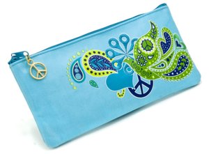 Jonathan Adler Blue Love Dove Embroidered Pencil Pouch (4x9)