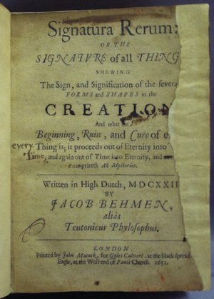 SIGNATURA RERUM; THE SIGNATURE OF ALL THINGS