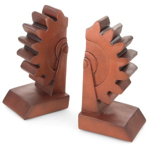 Gears Bronze Resin Bookends -Set of 2