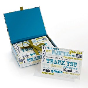 Jonathan Adler Words Blue/Green Thank You Note Cards Set of 20