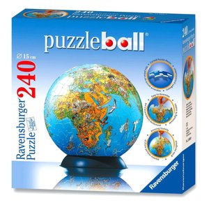 Illustrated World Map Puzzleball - 240 pieces