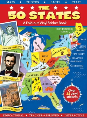 The 50 States: A Fold-out Vinyl Sticker Book