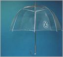 Penguin Clear Umbrella: Bubble Umbrella with Silver Logo on one Panel