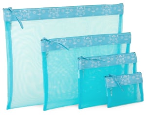 English Blue Vine Mesh Pouch Set of 4