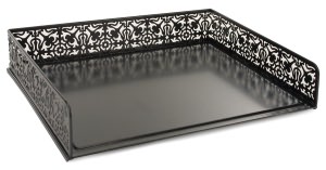 Black Decorative Metal Document Tray 13 x 9.5 x 2.5