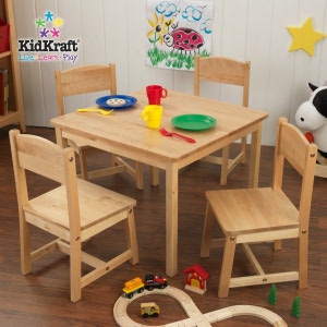 Farmhouse Table and 4 Chairs - Natural