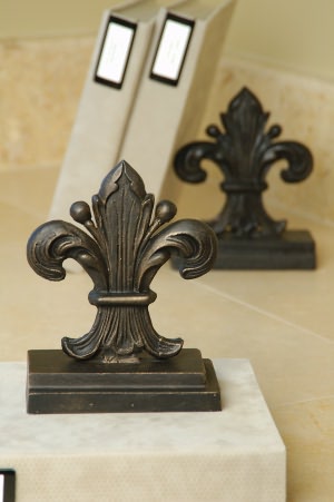 Regal Fleur de Lis Bookends