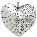Blue Moon Plated Metal Dangle Charms-Silver Heart Leaf 5/Pkg by Blue Moon Beads: Product Image