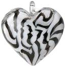 Blue Moon Art Glass Pendant 1/Pkg-Heart Zebra by Blue Moon Beads: Product Image