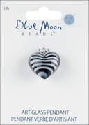 Blue Moon Art Glass Pendant 1/Pkg-Heart Stripe by Blue Moon Beads: Product Image