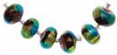 Blue Moon Art Glass Beads-7x12mm Rondelle Blue-Gld Foil Bead 6/Pkg by Blue Moon Beads: Product Image