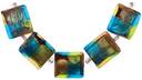 Blue Moon Art Glass Beads-14x16mm Rectangle Blue-Gld Foil Bead 5/P by Blue Moon Beads: Product Image
