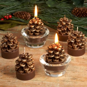 BARNES NOBLE Gold Pinecone Tea Light Candles Set of 6 by K K Interiors from barnesandnoble.com