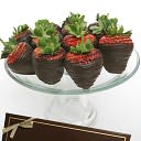 12 Classic Belgian Dark Chocolate Covered Strawberries by Golden Edibles: Product Image