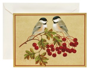 Two Birds On Berry Tree Christmas Boxed Card