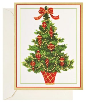 Tree With Red Ornaments Christmas Boxed Card