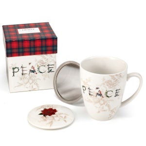 Lidded Tea Mug with Strainer - Peace