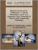 Bernice Couch Et Al., Petitioners, V. City Of Richardson, Et Al. U.S. Supreme Court Transcript Of Record With Supporting Pleadings
