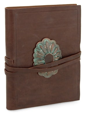Brown Leather Wrinkle Lined Bound Journal with Western Style Brass Closure
