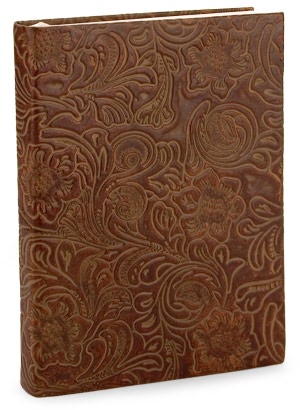 Green Leather Floral Embossed Lined Journal (6