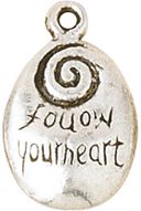 Blue Moon Silver Plated Metal Charms-Follow Your Heart 5/Pkg by Blue Moon Beads: Product Image