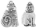 Blue Moon Plated Metal Dangle Charms-Silver Cat Assortment 8/Pkg by Blue Moon Beads: Product Image