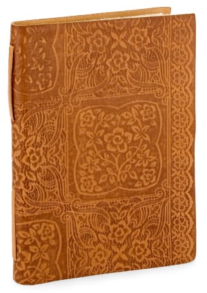 Floral Lace Squares Tan Italian leather Lined Journal ( 6