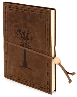 Tree Embossed Brown Leather Lined Journal with Bead 6x8