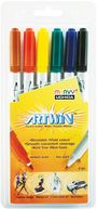 Artwin Double-Ended Water-Soluble Markers 6/Pkg-Black/Blue/Red/Green/Yellow/Brown by Uchida: Product Image