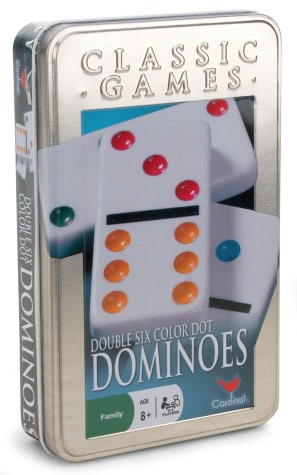 Double 6 Color Dot Dominoes Tin