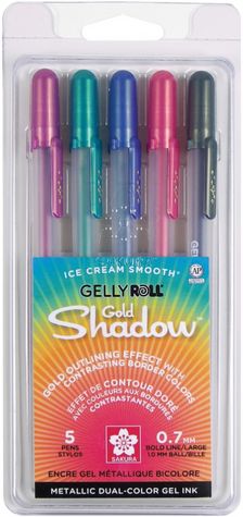 Gelly Roll Gold Shadow Pens 5/Pkg-Pink/Lavender/Green/Blue/Black