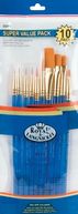 Brush Set Super Value Pack Gold Taklon 10/Pkg-Flat 5/8" Dt 3,2,0 Rnd 1,3,5 Shd 2,6,10 by Royal Brush: Product Image