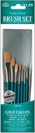 Brush Set Value Pack Gold Taklon 10/Pkg-Shd 2,6,10 Rnd 1,3,5 Dt 3,2,0 Flat 5/8" by Royal Brush: Product Image