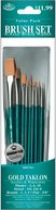 Brush Set Value Pack Gold Taklon 10/Pkg-Shd 2,6,10 Rnd 1,3,5 Dt 3,2,0 Flat 5/8" by Royal Brush: Product Image