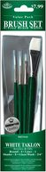 Brush Set Value Pack White Taklon 4/Pkg-Rnd 4, Liner 1, Shd 8, Glaze/Wash 3/4" by Royal Brush: Product Image