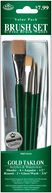 Brush Set Value Pack Gold Taklon 4/Pkg-Shd 6, Ang 1/2" Rnd 2 Glaze/Wash 3/4" by Royal Brush: Product Image