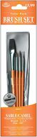 Brush Set Value Pack Sable/Camel 4/Pkg-Round 1,3,5 & Flat 5/8" by Royal Brush: Product Image