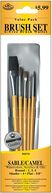 Brush Set Value Pack Sable/Camel 5/Pkg-Shader 4 Round 1,3,5 Flat 5/8" by Royal Brush: Product Image