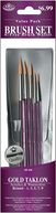 Brush Set Value Pack Gold Taklon 5/Pkg-Round 1,3,5,7,9 by Royal Brush: Product Image