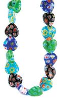 Millefiori Glass Bead Strands- 12mm Hearts 7" by Darice: Product Image